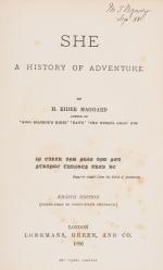 Rider Haggard, She – A History of Adventure.