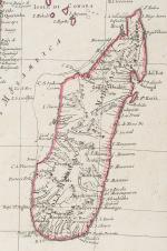 Hand-coloured border with latitudinal and longitudinal lines. Coloured interior map borders. Very interesting and decorative map of the east coast of Africa (in modern-ay Mozambique), which was then u