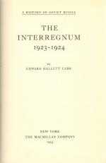 Carr-The Interregnum 1923-1924