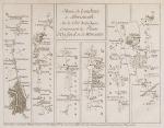Bellin / Senex / Ogilby – The Roads through England or Ogilby’s Survey. Revised, improved and reduced by Senex. [Enlarged Edition of John Ogilby’s 1675 published “Britannia”]