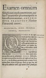 Cordus, Euricius – Botanologicon / Brasavola, Antonio Musa – Examen omnium simplicium medicamentorum