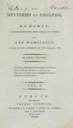 Ann Radcliffe – The Mysteries of Udolpho – A Romance; interspersed with some pieces of Poetry