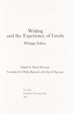 Sollers, Writing and the experience of limits.