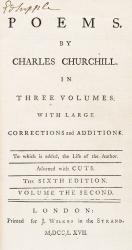 Poems by Charles Churchill in Three Volumes with Large Corrections and Additions. 