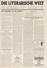 [WalterBenjamin] Willy Haas – Die literarische Welt.