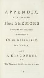 William Warburton, The Principles of Natural and Revealed Religion and Appendix containing Three Sermons preached and Published on the Occasion of the Late Rebellion in MDCCXLV