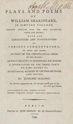 [Shakespeare, William] - Rare Edmond Malone Edition (Dublin 1794) - The Plays an