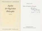 Adorno / Horkheimer / Haag – Wichtige Sammlung von bedeutenden Arbeitsexexemplaren / Widmungsexemplaren / Autorenexemplaren der Frankfurter Schule