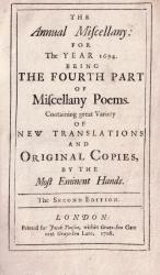 [Dryden, The Annual Miscellany : For the Year 1694 Being The Fourth Part of Miscellany Poems