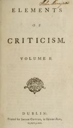 [Kames] Henry Home, Elements of Criticism.