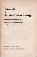 [Alfred Sohn-Rethel] / Horkheimer / Adorno - Zeitschrift für Sozialforschung [Studies in Philosophy and Social Science]