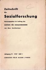 Horkheimer / Adorno - Zeitschrift für Sozialforschung [Studies in Philosophy and Social Science]