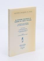 [Platon] Neschke-Hentschke, Platonisme politique et théorie du droit naturel