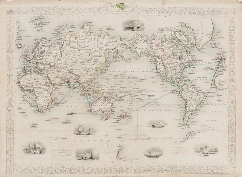 Tallis, The World on Mercator's Projection