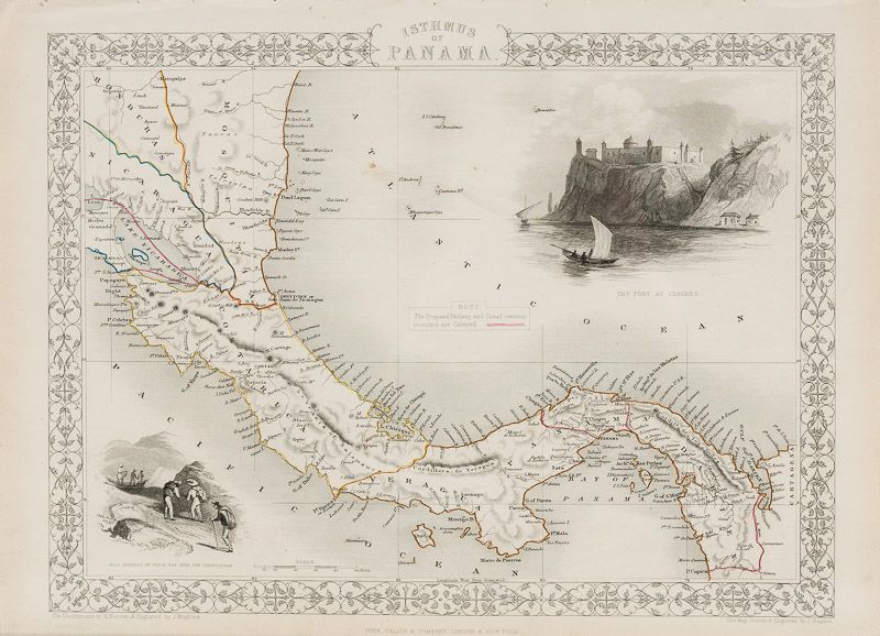 Tallis, Isthmus of Panama with vignettes and illustrations of The Fort of Chagre