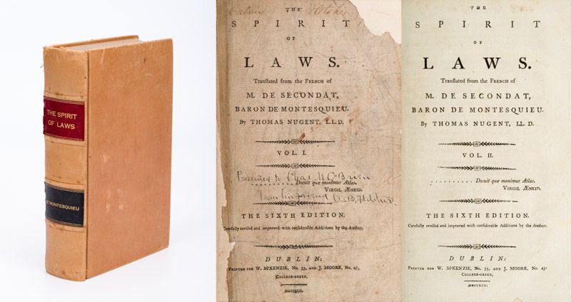 Montesquieu, The Spirit of Laws. [Personal copy of Senator and physician, William Baldwin Fletcher