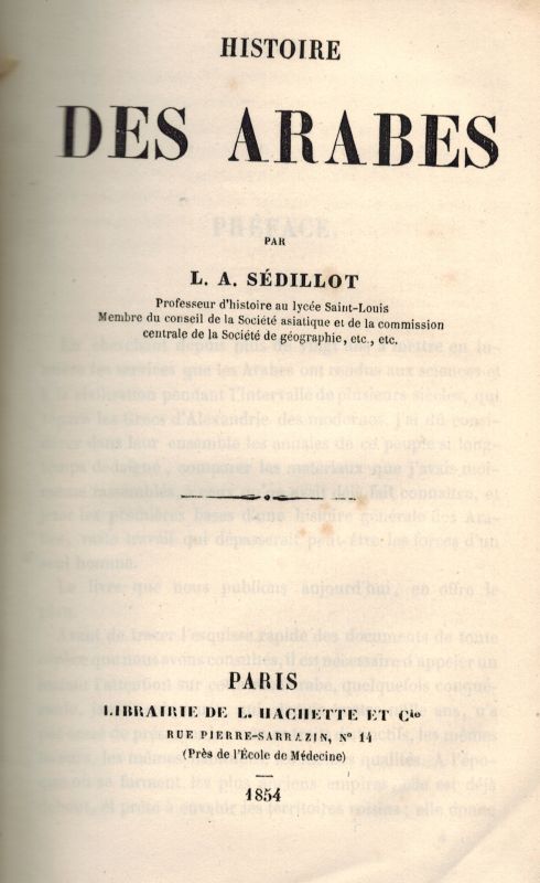 Sedillot, Histoire des Arabes.