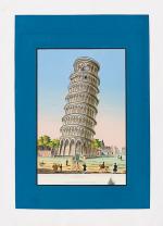 Collection of six stunning, early 19th-century gouache-aquatints of Florence and Pisa. 