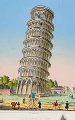 Collection of six stunning, early 19th-century gouache-aquatints of Florence and Pisa. 