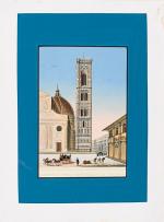 Collection of six stunning, early 19th-century gouache-aquatints of Florence and Pisa. 