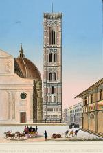Collection of six stunning, early 19th-century gouache-aquatints of Florence and Pisa. 