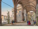 Collection of six stunning, early 19th-century gouache-aquatints of Florence and Pisa. 