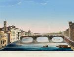Collection of six stunning, early 19th-century gouache-aquatints of Florence and Pisa. 