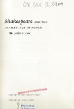 Cox, Shakespeare and the Dramaturgy of Power.