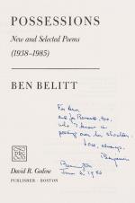 Belitt, Possessions. New and Selected Poems (1938-1985).