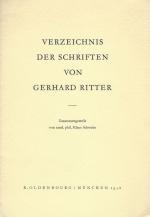 Ritter, Verzeichnis der Schriften von Gerhard Ritter.