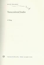 Waldrop - Transcendental Studies. A Trilogy.