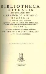 Zaccaria, Bibliotheca Ritualis