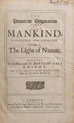 Hale, The Primitive Origination of Mankind (Annotated with Manuscript Notes)