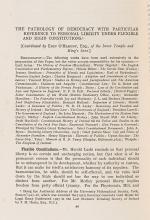 O'Mahony - The Pathology of Democracy with particular reference to personal liberty under flexible and rigid constitutions.