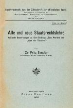 Sander, Alte und neue Staatsrechtslehre