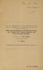 [Behring, Collection of nine important Emil von Behring - offprints from the Exi