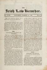Anonymous. The Law Recorder: Containing Reports of Cases and Proceedings in the Courts of Law and Equity