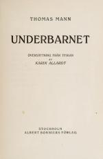Thomas Mann, Collection of important publications by Thomas Mann in the swedish language
