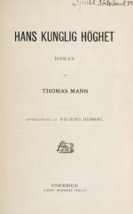Thomas Mann, Collection of important publications by Thomas Mann in the swedish language