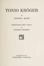 Thomas Mann, Collection of important publications by Thomas Mann in the swedish language