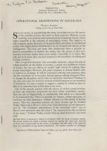 Harry Alpert - Operational Definitions in Sociology. [Inscribed by Harry Alpert: "To Professor P.W.Bridgman"