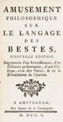 BOUGEANT, Amusement Philosophique sur le Langage des Bestes, Nouvelle Edition.