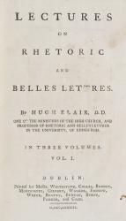 Hugh Blair, Lectures on Rhetoric and Belles Letters.