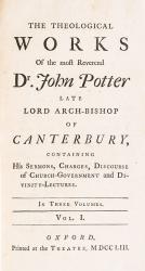 John Potter, The Theological Works of the most reverend Dr. John Potter