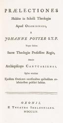 John Potter, The Theological Works of the most reverend Dr. John Potter