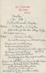 Manuscript / Autographed Song called "Vaughan", drafted by E.L. Vaughan Esq.