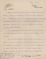 Typed / and partly Manuscript Letter by Sir Harry Luke's former Tutor, Lionel Ford