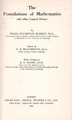 [Wittgenstein] Ramsey, The Foundations of Mathematics and other logical Essays