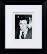 Glass, Original Portrait Photograph - signed in green ink by Philip Glass.