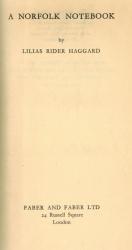 Rider Haggard - A Norfolk Notebook.